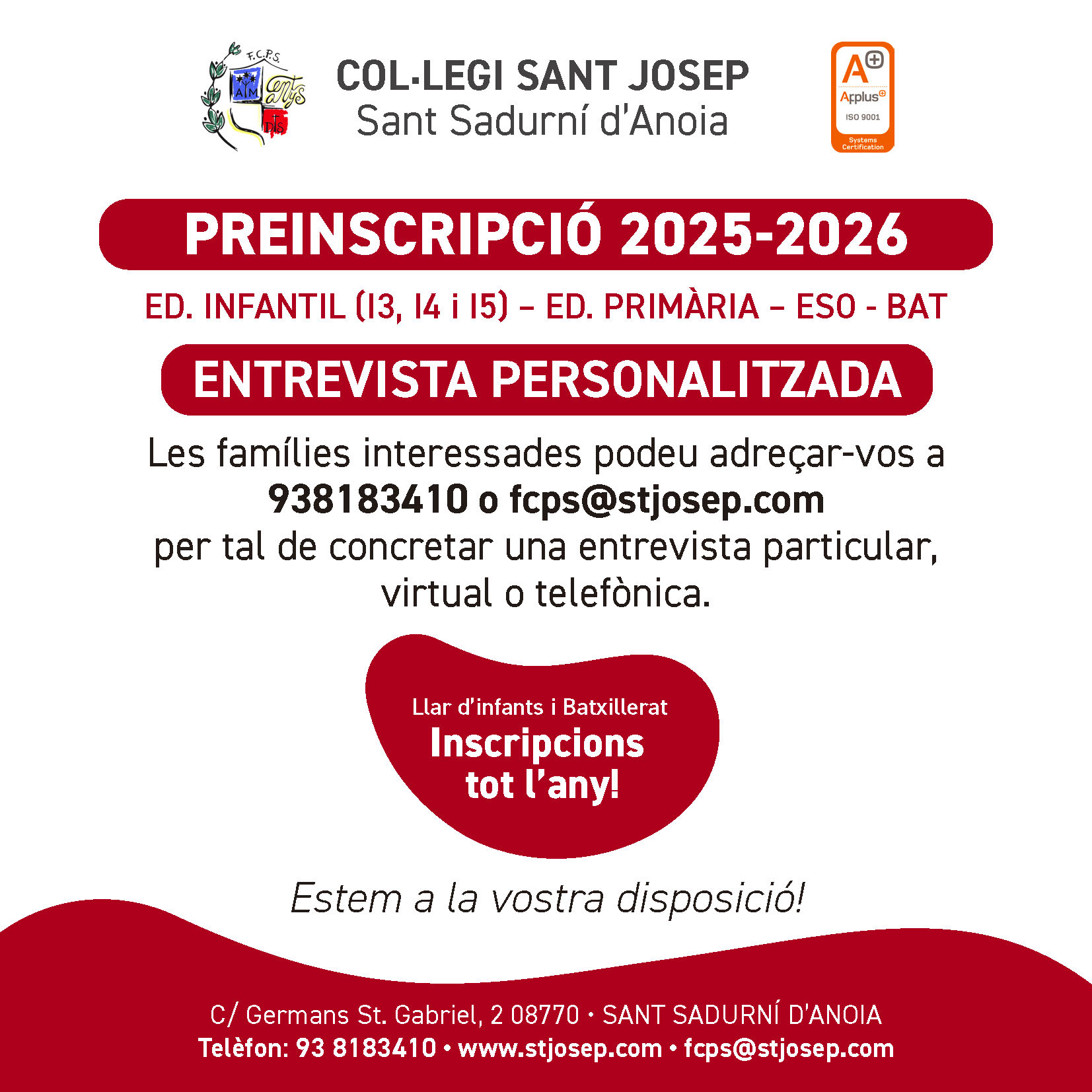 Preinscripció 2025 - 2026