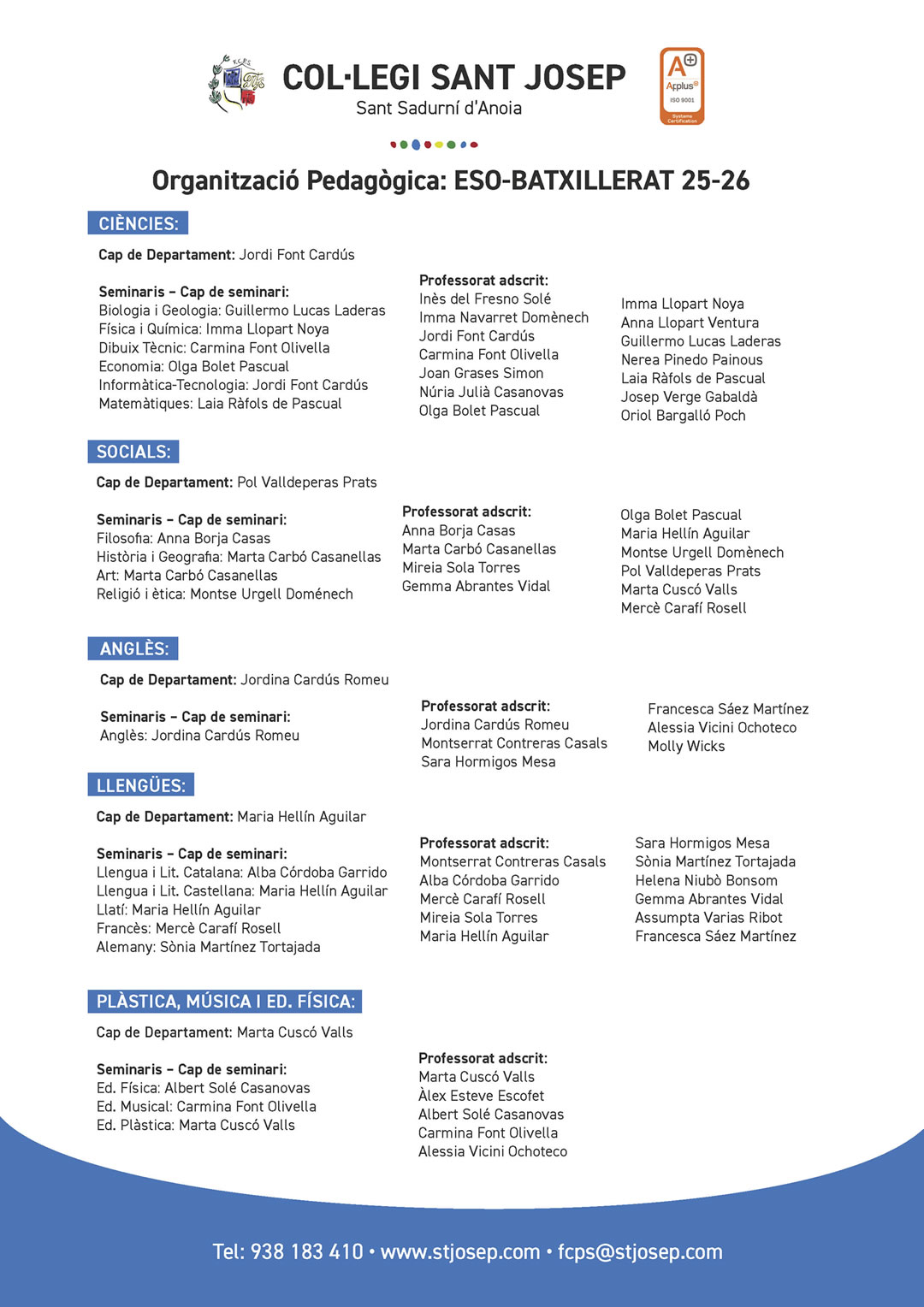 organitzacio pedagogica eso batxillerat.