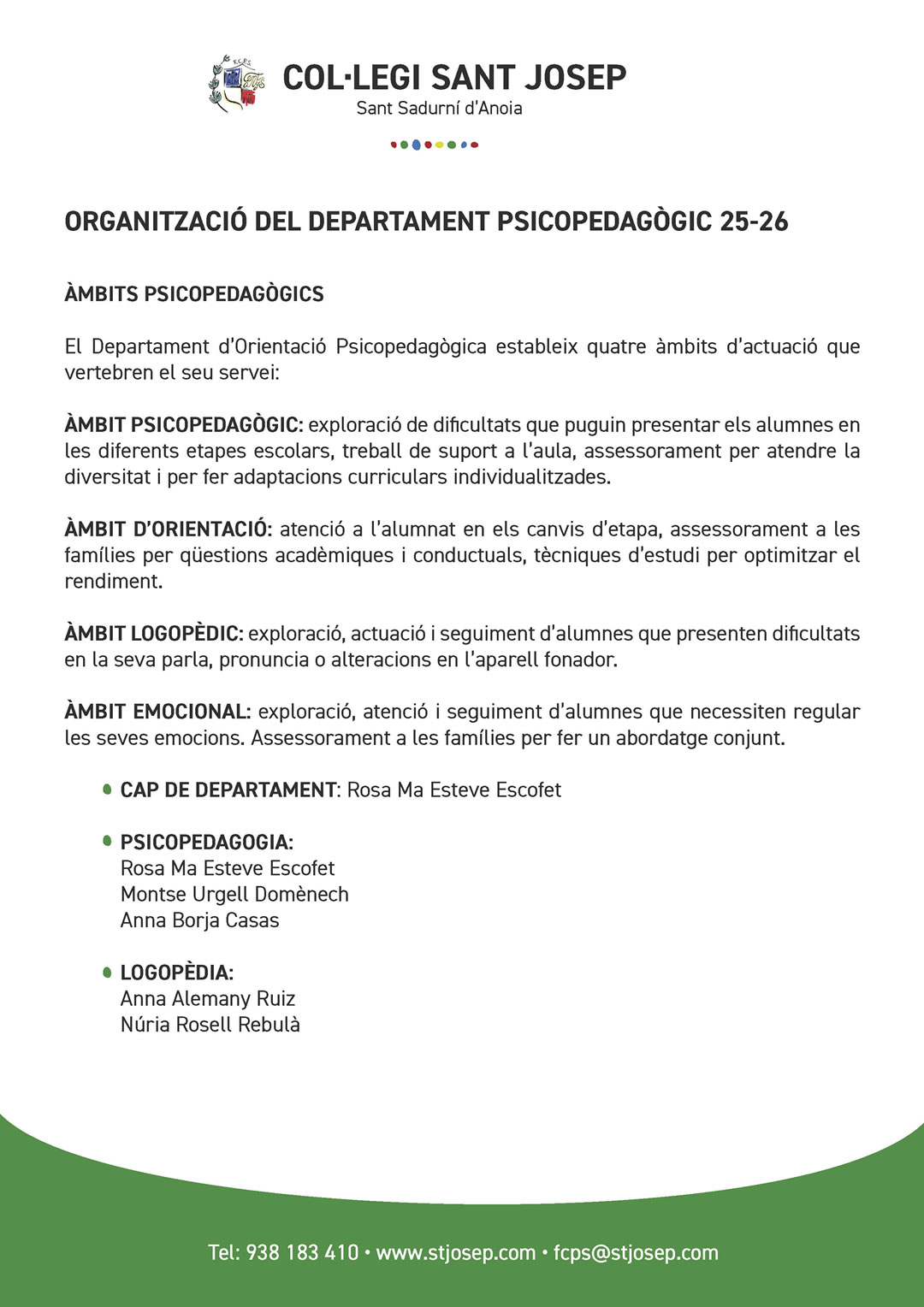 DEPARTAMENT D’ORIENTACIÓ PSICOPEDAGÒGICA